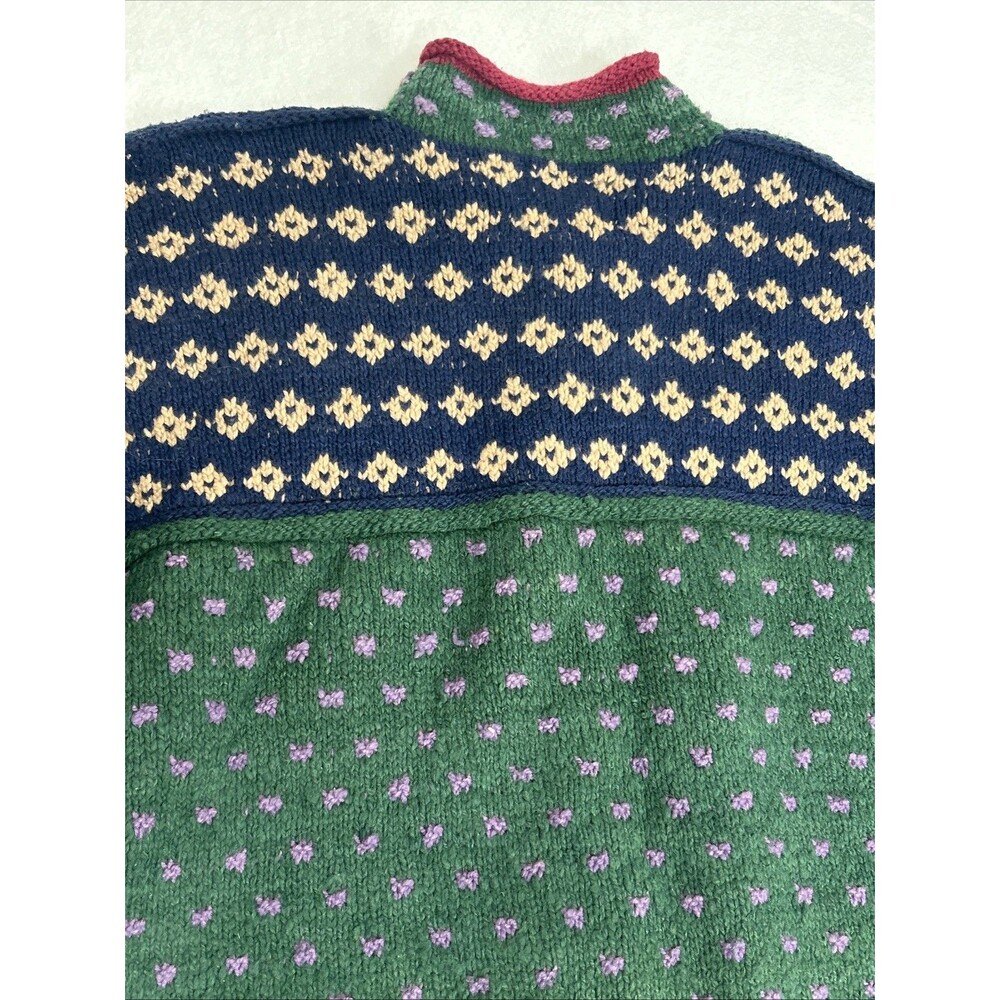 AMANO Geometric Pattern Hand-knitted Wool Cardigan Unisex Oversized Boxy Large - Picture 10 of 10